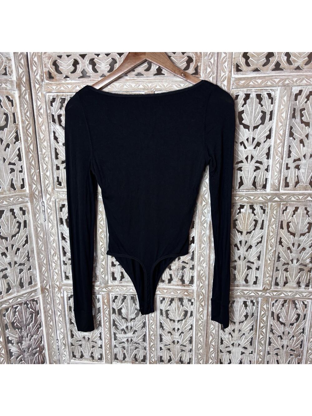 Free People Bodysuit Women Small Black Intimately Unitard Top Pullover Knit